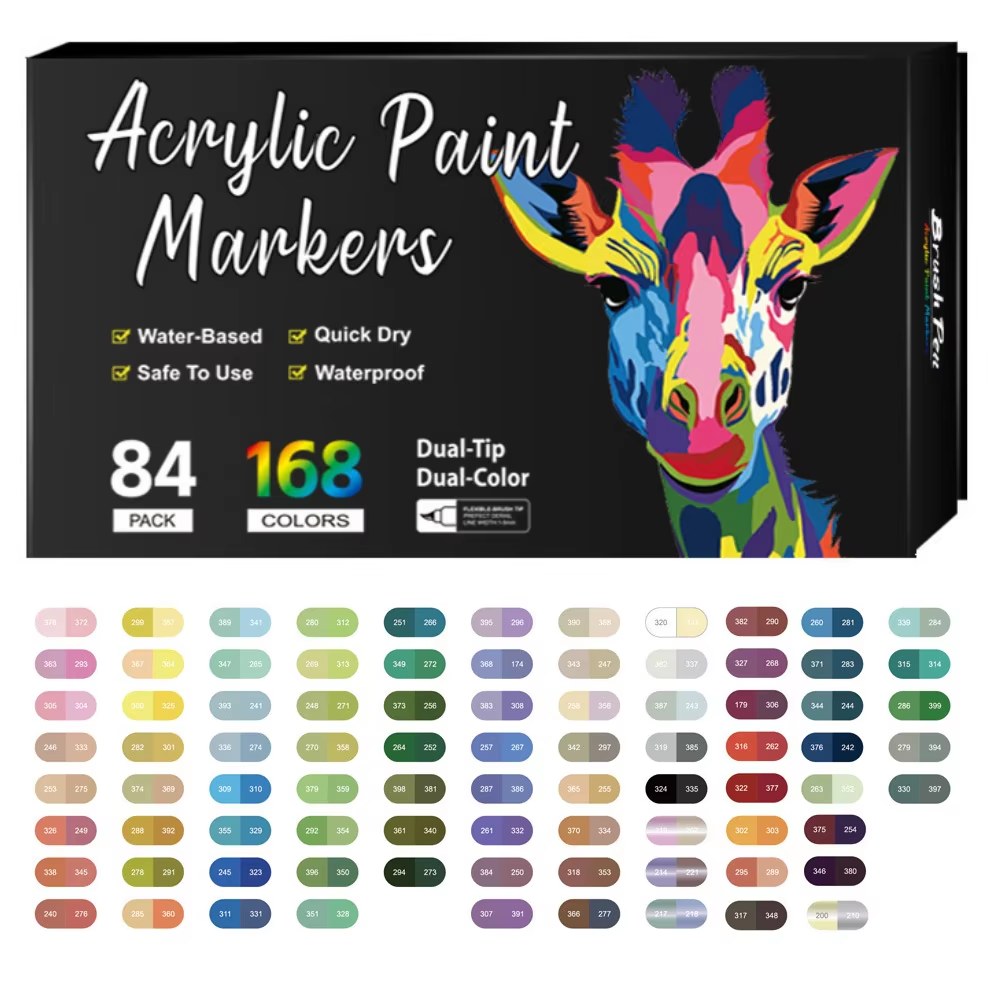 Nuancier complet des 168 couleurs du coffret OPALINE 84 feutres