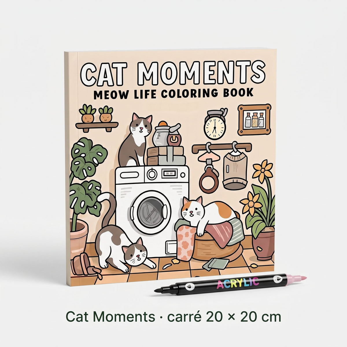 Couverture du carnet Cat Moments, format carré 20 × 20 cm