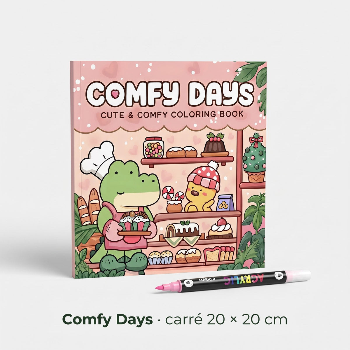 Couverture du carnet Comfy Days, format carré 20 × 20 cm