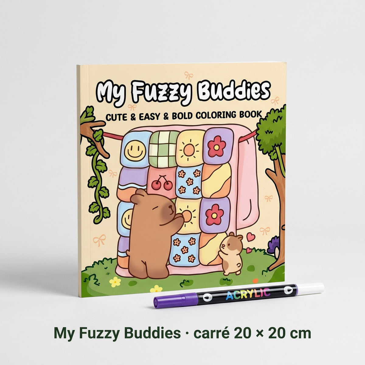 Couverture du carnet My Fuzzy Buddies, format carré 20 × 20 cm