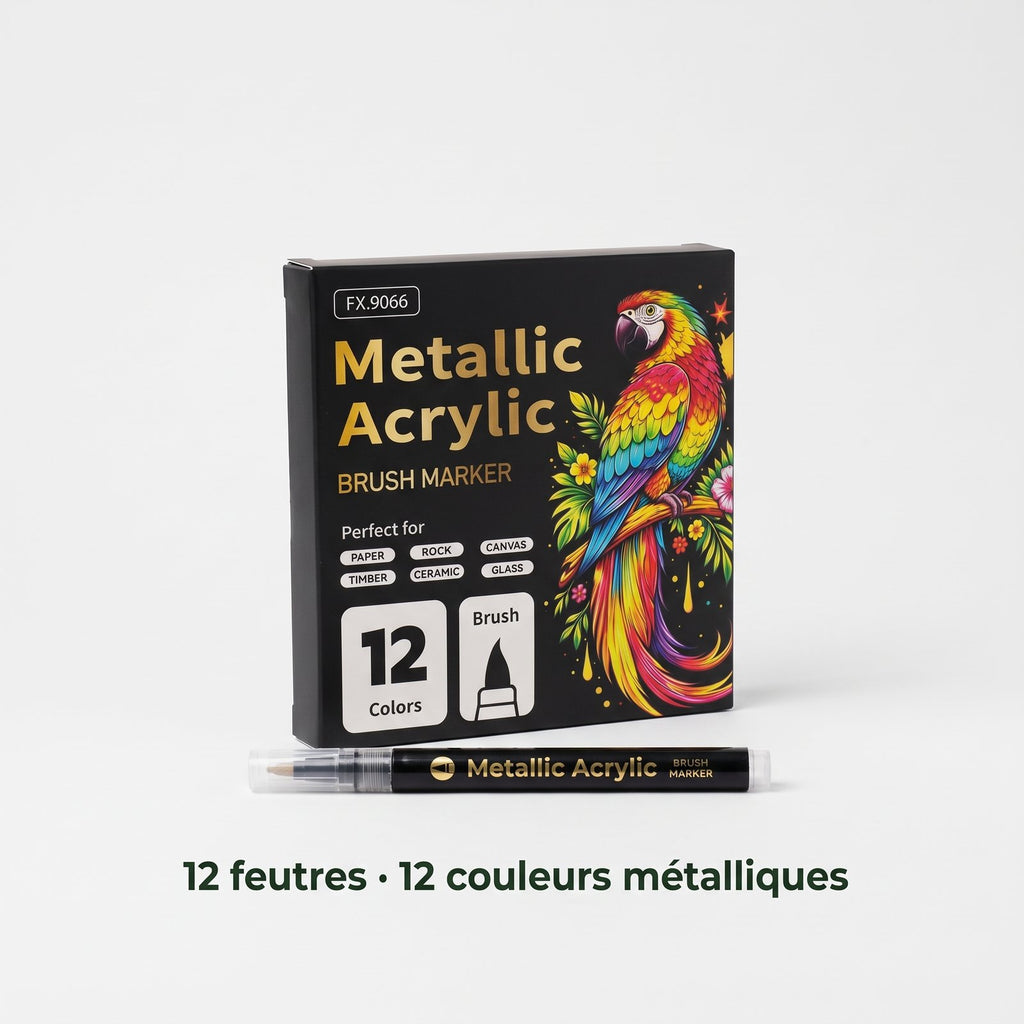Coffret 12 feutres, 12 couleurs métalliques