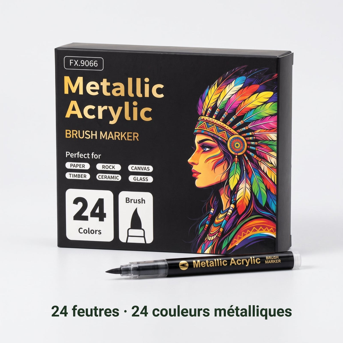Coffret 24 feutres, 24 couleurs métalliques