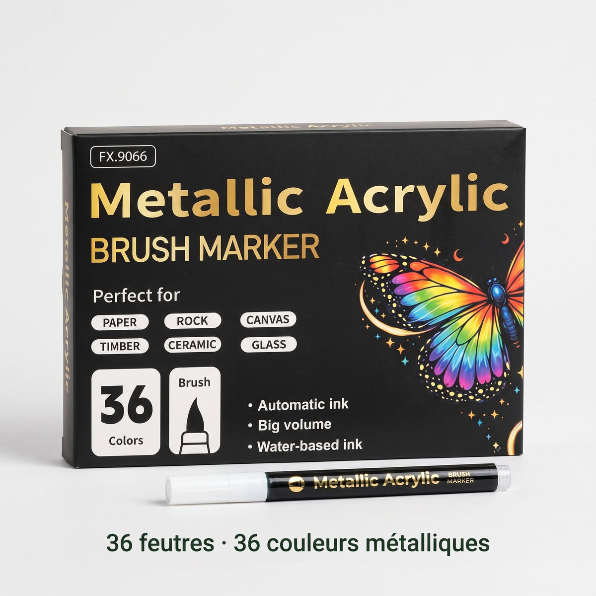 Coffret 36 feutres, 36 couleurs métalliques