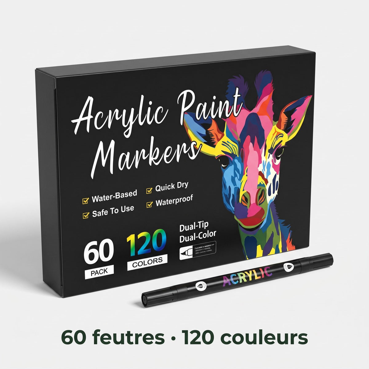 Coffret 120 couleurs, 60 feutres